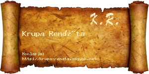 Krupa Renáta névjegykártya